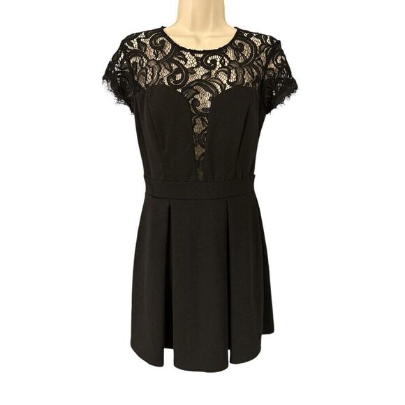 B. Darlin Black Cocktail Dress Size 5/6 Short Sleeve - Picture 3 of 9